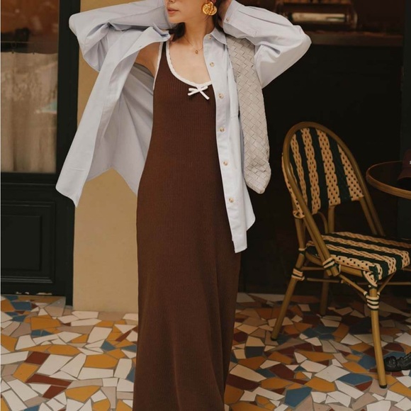 NWT Brown Ribbed Maxi Dress - Picture 2 of 4